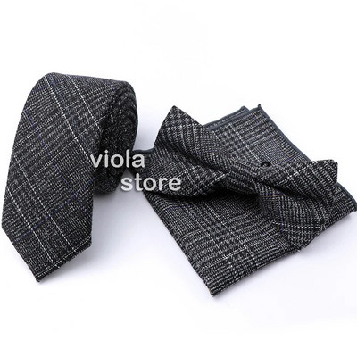 Karštai dryžuotas languotas klasikinis vilnos 6 cm plonas kaklaraištis peteliškės rankinės spalvos rinkinys rudas tamsiai pilkas vyriškas kostiumas biurui kasdieniam vakarėliui, aksesuarui, dovana