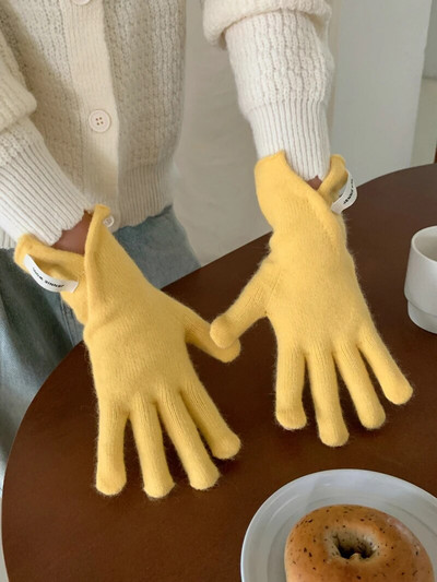 Jesen/zimske rukavice Ženske korejske pletene tople jednobojne studentske rukavice s ekranom osjetljivim na dodir za žene