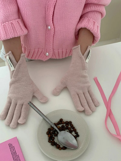 Jesen/zimske rukavice Ženske korejske pletene tople jednobojne studentske rukavice s ekranom osjetljivim na dodir za žene