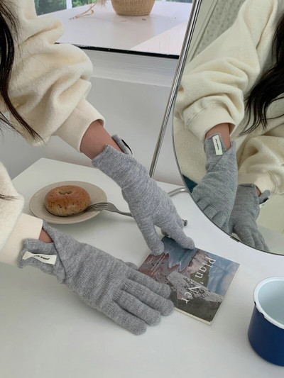 Jesen/zimske rukavice Ženske korejske pletene tople jednobojne studentske rukavice s ekranom osjetljivim na dodir za žene