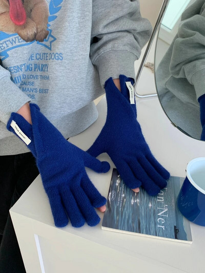 Jesen/zimske rukavice Ženske korejske pletene tople jednobojne studentske rukavice s ekranom osjetljivim na dodir za žene