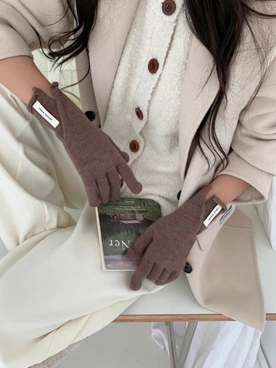 Jesen/zimske rukavice Ženske korejske pletene tople jednobojne studentske rukavice s ekranom osjetljivim na dodir za žene
