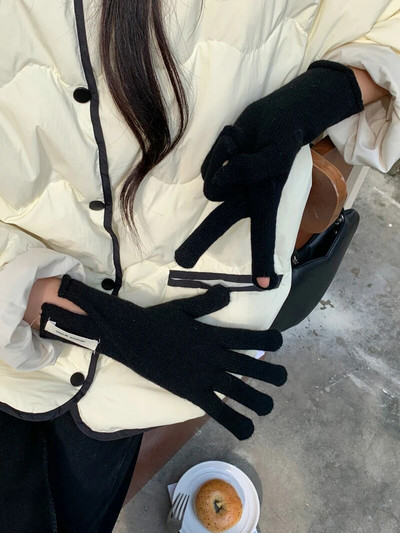 Jesen/zimske rukavice Ženske korejske pletene tople jednobojne studentske rukavice s ekranom osjetljivim na dodir za žene