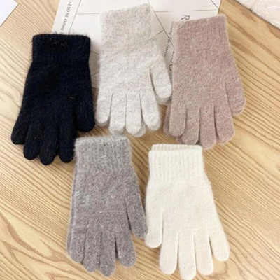 Χειμερινή απομίμηση κασμίρι πλεκτά γάντια χώμα χρώματος διατήρησης ζεστό Γάντια με πλήρη δάχτυλα Soft Guantes Ανδρικά Γυναικεία Χοντρά μάλλινα γάντια