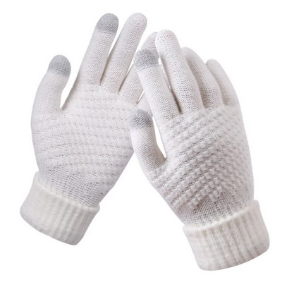 Talvine imitatsioon kašmiirist silmkoelised labakindad pinnase värv Hoia soojas Täis sõrmed Kindad Pehmed Guantes Mehed Naiste Paksud villased kindad