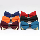 Boutique metalne leptir kravate za mladoženju Muškarci Žene dvoslojna leptir jednobojna plemenita leptir leptir klasična kraljevska kravata s kravatom