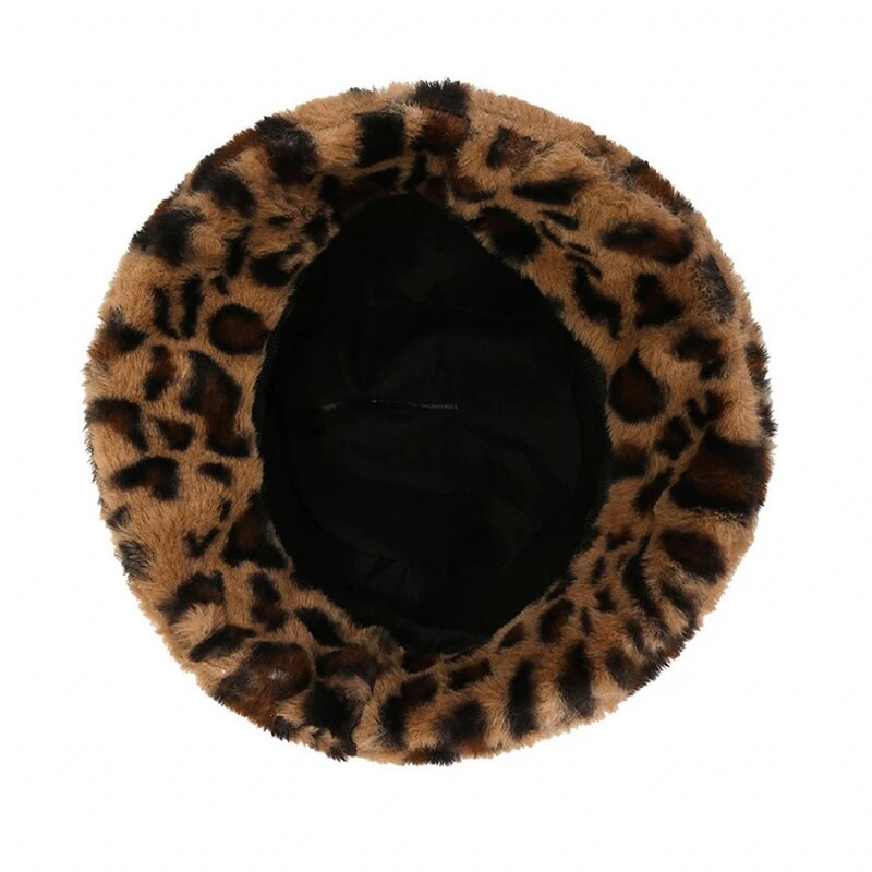 Ziemas Sieviešu Leopards Kausi Cepures Lācis Ausis Zvejnieka Cepure Mīksta Plīša Samta Cepures Kažokādas Pūkainas Siltas Biezas Bob Panamas Cepures Saules cepures