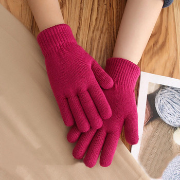 Дамски есенни и зимни прости модни двойно дебели плетени топли ръкавици Ръкавици с ръкавици Дамски студено време Зимни аксесоари