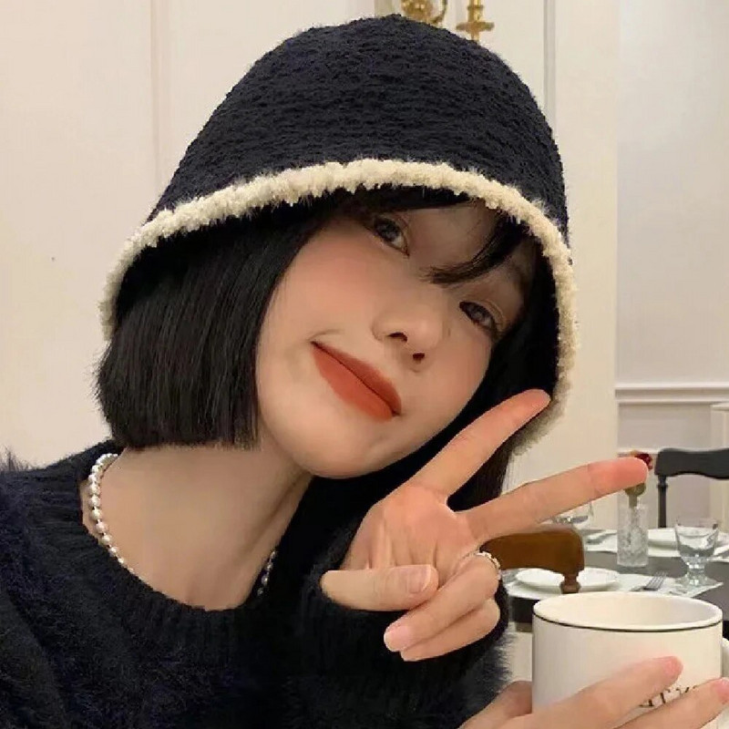 Novi šešir za žene, zimska topla, debela kapa s poklopcem od vune od janjećeg runa Panama ribarske kape Slouchy plišana kapica s lubanjom