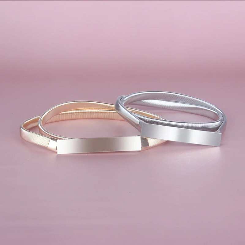 Modna haljina s remenom Jednostavna svestrana modna ženska remen Tanki uski metalni zlatni pojas s elastičnom kopčom Remen Dodaci za haljine