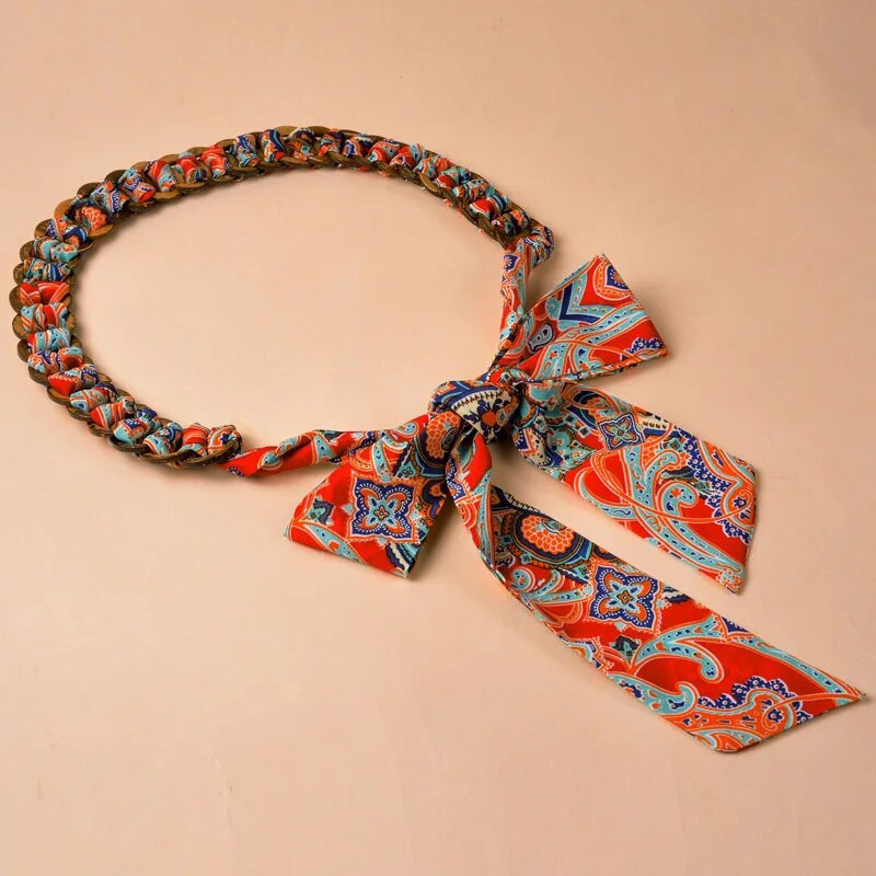 Diržai moterims Etniniai kokoso lukšto šilko mazginiai diržai Dekoratyvinė suknelė Džinsai Gėlių raštai Dekoracija Ilgas