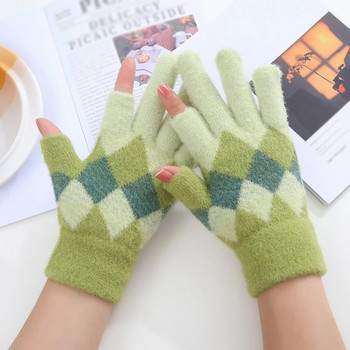 Γυναικεία ζεστά πλεκτά γάντια χειμώνας φθινόπωρο Keep ζεστό Γάντια πλεξίματος Unisex πλεκτά γάντια με πλήρες δάχτυλο μονόχρωμο χοντρό γάντι