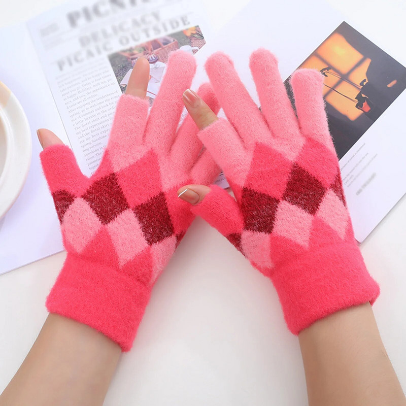 Ženske tople pletene rukavice Zima Jesen Zagrijajte rukavice za pletenje Unisex pletene rukavice s punim prstima Jednobojne deblje rukavice