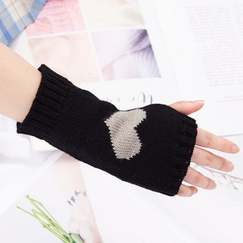 Нови любовни ръкавици без пръсти Дамски зимни топли плетени ръкави с фини ежедневни меки момичешки готически дрехи Дамски пънк готически ръкавици