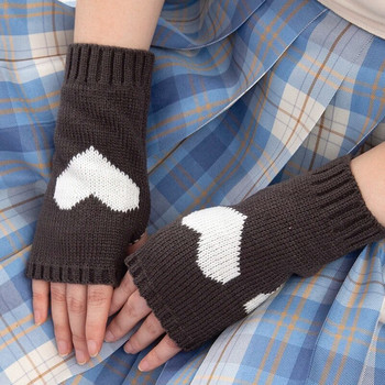Νέα γάντια αγάπης χωρίς δάχτυλα Γυναικεία χειμωνιάτικα πιο ζεστά πλεκτά μανίκια βραχίονα φίνο casual μαλακά κορίτσια γοτθικά ρούχα Γυναικεία πανκ γοτθικά γάντια