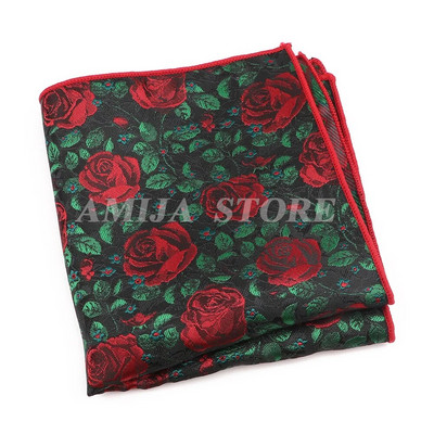 Forró virágos zsebkendő Rózsamintás zseb négyzet Nőknek Férfi Esküvő Hankie Napi öltöny Ajándék Szmoking Irodai nyakkendő Kiegészítő