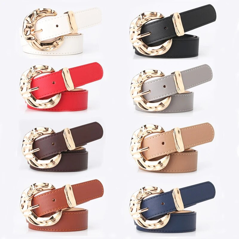 Modni višebojni pu kožni ženski pojasevi Traperice Klasične retro zlatne okrugle kopče Ženska igla Luksuzni punk gotički pojas oko struka