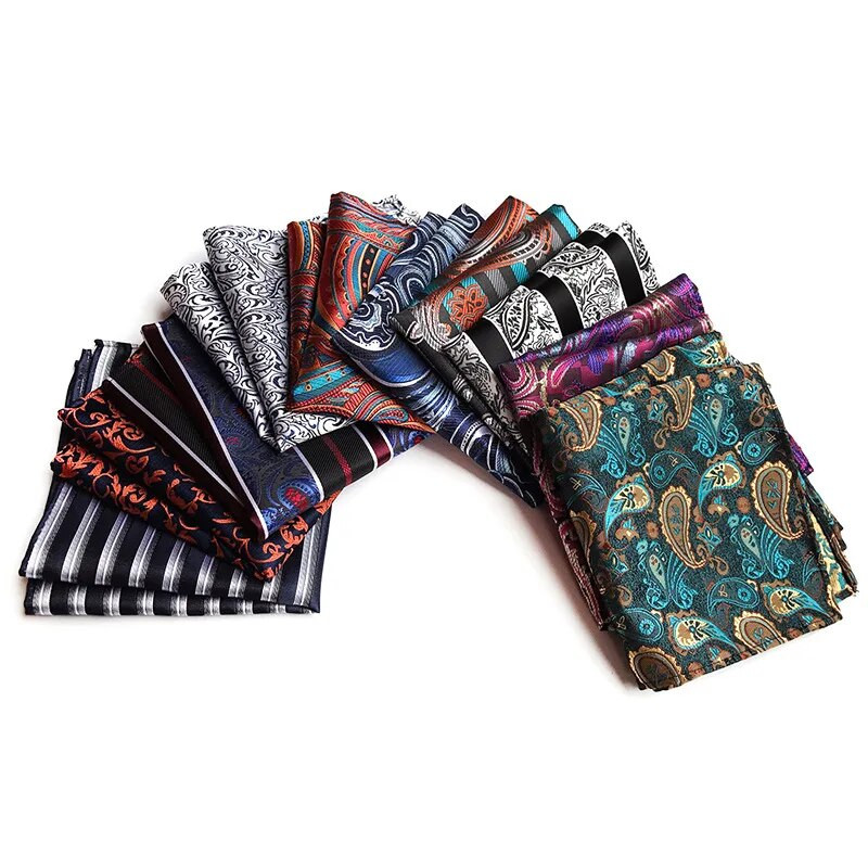 25*25 cm-es férfi Cymbidium Hybridum csíkos poliészter zseb négyzet alakú női üzleti esküvői zsebkendő öltöny kiegészítők