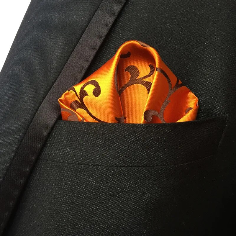 25*25cm, modni, trendi, poliesterski džepni kvadrat s cvjetnim lišćem Pejslija i cvijetom šljive za muškarce, rupčić za uzročno odijelo za gospodsku zabavu