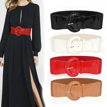Γυναικείες ζώνες μέσης πολυτελείας για φόρεμα Μασίφ Μαύρο Κόκκινο Λευκό Πλατύ Υψηλής Ποιότητας Ζώνη Μέσης Pu Λουστρίνι ελαστική ζώνη μέσης