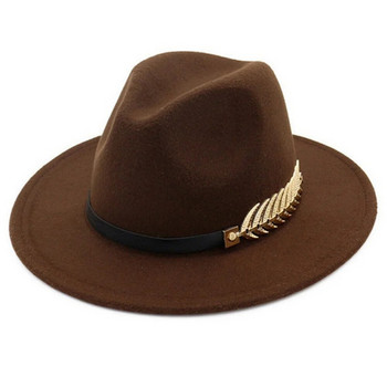 Απλές Γυναικείες Μάλλινες vintage Trilby Felt καπέλο Fedora με φαρδύ γείσο Gentleman Elegant Lady Winter Autumn Jazz Caps