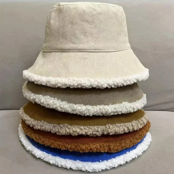 Καπέλο χειμερινού κάδου Μαλακό καπέλο από ψεύτικη γούνα Ζεστό καπέλο αρνιού αντηλιακό καπέλο Panama καπέλο διπλής όψης αντηλιακό καπέλο εξωτερικού χώρου Fashion Sweet lady Cap