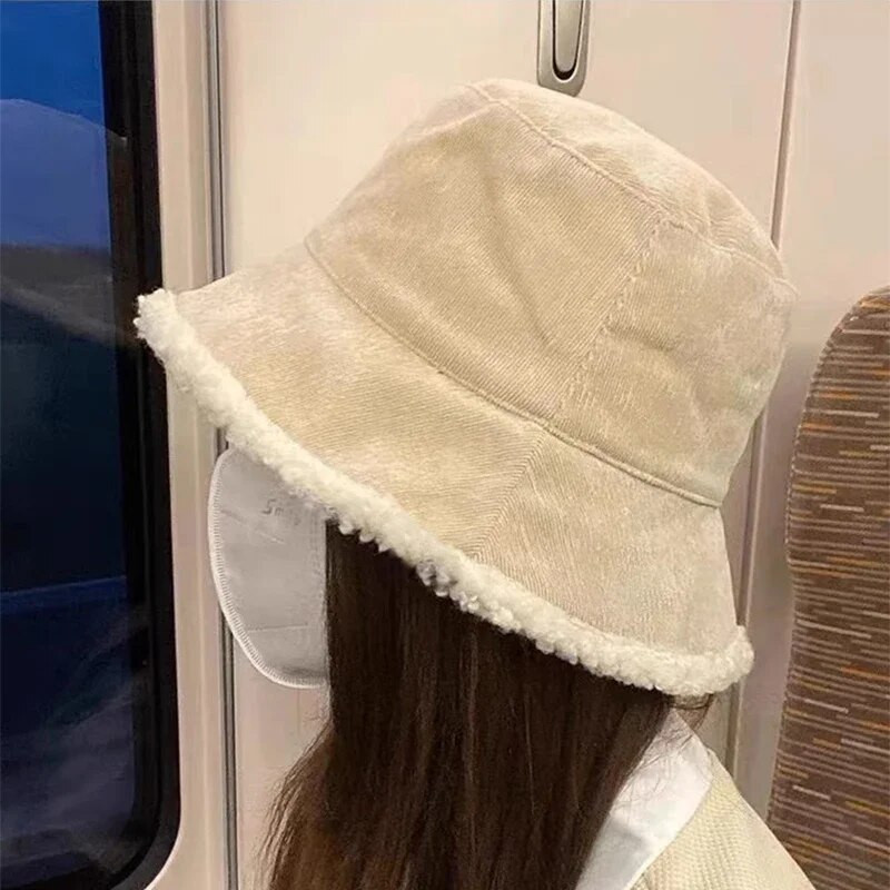 Žieminė kepurė, minkšta dirbtiniu kailiu, šilta ėrienos kepurė nuo saulės Panamos kepurė dvipusė lauko kepurė nuo saulės Madinga miela moteriška kepurė