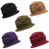 Sieviešu zvana beretes cepure Franču vintage ziedu flīsa Cloche cepure Klasiska 20. gadsimta 20. gadu ziemas cepure