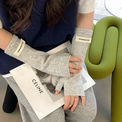 Ženske grijače za ruke u korejskom stilu s oznakom slova Pletene rukavice bez prstiju Rukavi za zapešća Harajuku čiste boje rukavice za žene