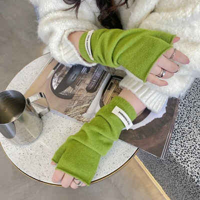 Ženske grijače za ruke u korejskom stilu s oznakom slova Pletene rukavice bez prstiju Rukavi za zapešća Harajuku čiste boje rukavice za žene