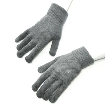 Ръкавици за пръсти Зима Есен Топли дебели мъжки дамски ръкавици Унисекс Плетени изцяло плътни модни удебелени ръкавици Спортни ръкавици за открито