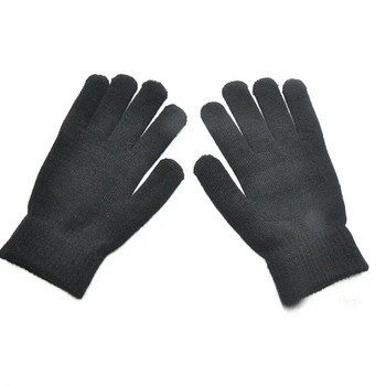 Ръкавици за пръсти Зима Есен Топли дебели мъжки дамски ръкавици Унисекс Плетени изцяло плътни модни удебелени ръкавици Спортни ръкавици за открито