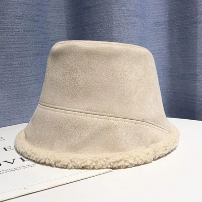 Jauna rudens ziemas jēra vilnas oderēta zvejnieka cepure Sieviešu masīva zamšādas āra vēja necaurlaidīga kausa cepure ikdienišķas pārvēršamas Paname cepures
