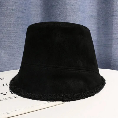 Jauna rudens ziemas jēra vilnas oderēta zvejnieka cepure Sieviešu masīva zamšādas āra vēja necaurlaidīga kausa cepure ikdienišķas pārvēršamas Paname cepures