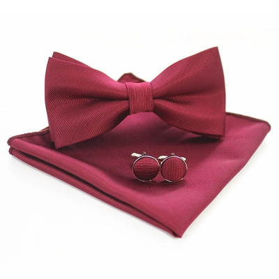 JEMYGINS BowTie vīriešu svinīga kaklasaite tauriņš kabatas kvadrātveida aproču pogas dāvanu komplekts vienkrāsains tauriņš Hanky komplekts biznesa kāzu tauriņš