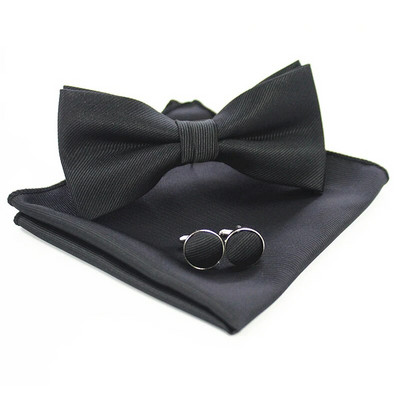 JEMYGINS BowTie vīriešu svinīga kaklasaite tauriņš kabatas kvadrātveida aproču pogas dāvanu komplekts vienkrāsains tauriņš Hanky komplekts biznesa kāzu tauriņš