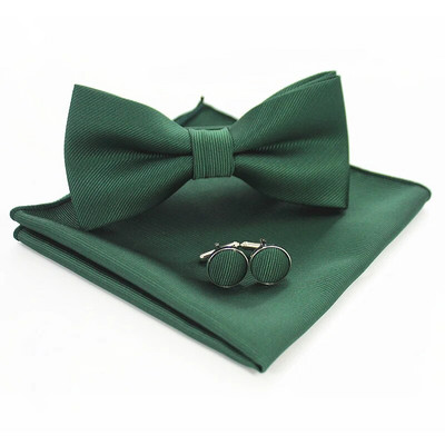 JEMYGINS BowTie vīriešu svinīga kaklasaite tauriņš kabatas kvadrātveida aproču pogas dāvanu komplekts vienkrāsains tauriņš Hanky komplekts biznesa kāzu tauriņš
