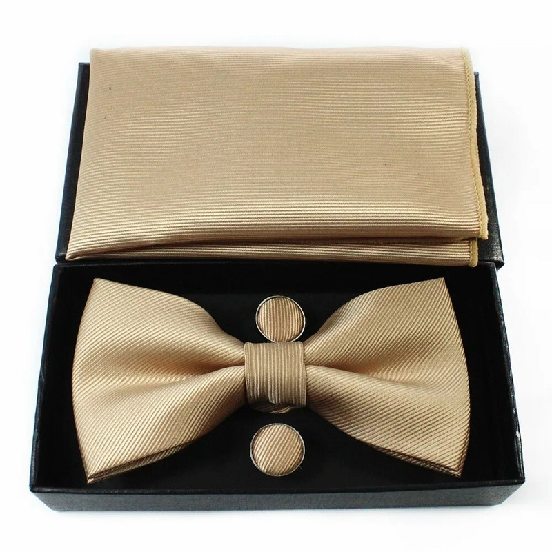 JEMYGINS BowTie vīriešu svinīga kaklasaite tauriņš kabatas kvadrātveida aproču pogas dāvanu komplekts vienkrāsains tauriņš Hanky komplekts biznesa kāzu tauriņš