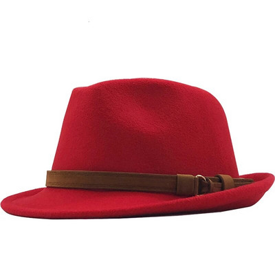 Jauna vilnas sieviešu vīriešu Fedora cepure ziemai rudens Eleganta Lady Gangster Trilby Felt Homburg Church Džeza cepure 55-58CM regulējama