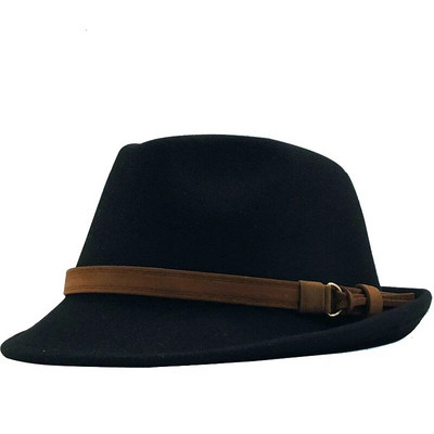 Jauna vilnas sieviešu vīriešu Fedora cepure ziemai rudens Eleganta Lady Gangster Trilby Felt Homburg Church Džeza cepure 55-58CM regulējama