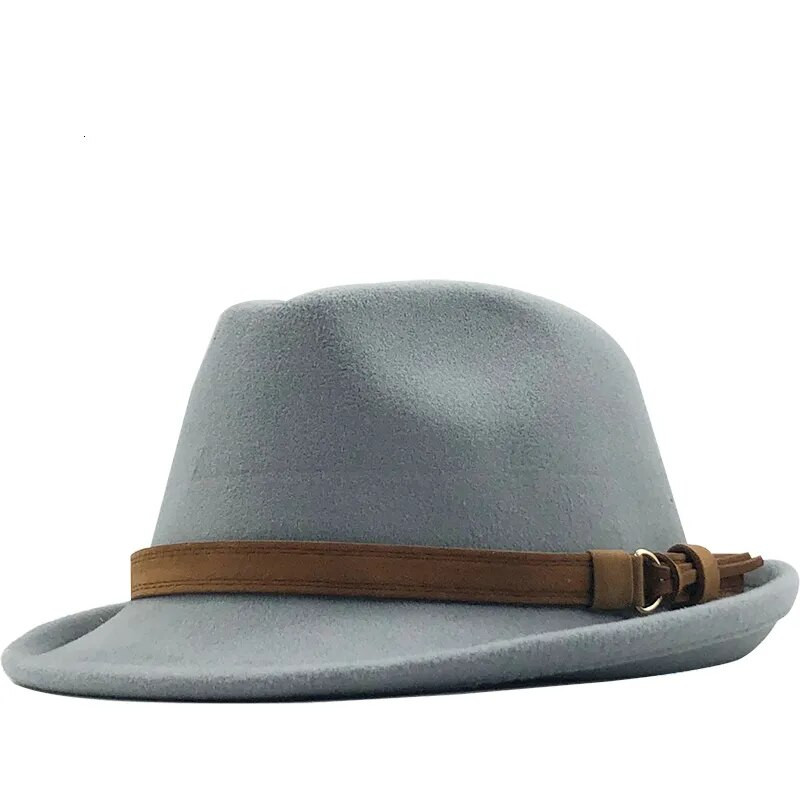 Jauna vilnas sieviešu vīriešu Fedora cepure ziemai rudens Eleganta Lady Gangster Trilby Felt Homburg Church Džeza cepure 55-58CM regulējama