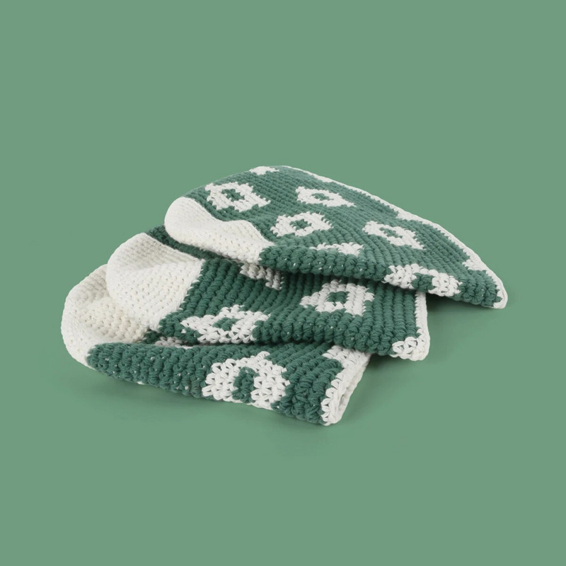 Jauni zaļi ziedu pārsegi sievietēm, rokām darinātas tamborētas trikotāžas pupiņas meitenēm sezonas japāņu ielu kausa cepure Bob vāciņš