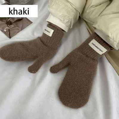 1 par Ženske zimske plišane rukavice za održavanje topline Elastičnost Meke Rukavice s punim prstima Pletene modne rukavice za djevojčice imitacija zečjeg krzna