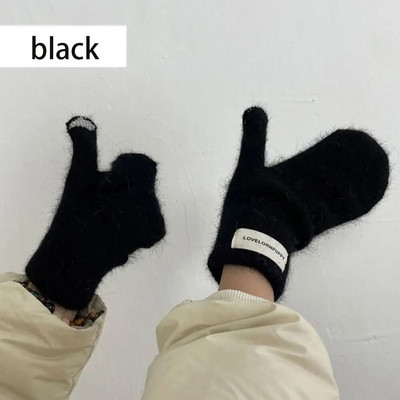 1 par Ženske zimske plišane rukavice za održavanje topline Elastičnost Meke Rukavice s punim prstima Pletene modne rukavice za djevojčice imitacija zečjeg krzna
