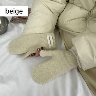 1 par Ženske zimske plišane rukavice za održavanje topline Elastičnost Meke Rukavice s punim prstima Pletene modne rukavice za djevojčice imitacija zečjeg krzna