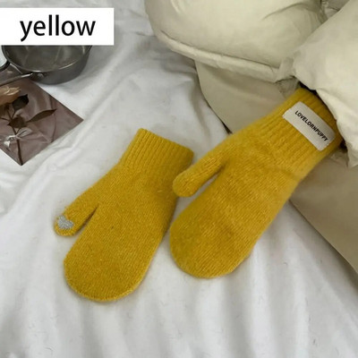 1 par Ženske zimske plišane rukavice za održavanje topline Elastičnost Meke Rukavice s punim prstima Pletene modne rukavice za djevojčice imitacija zečjeg krzna