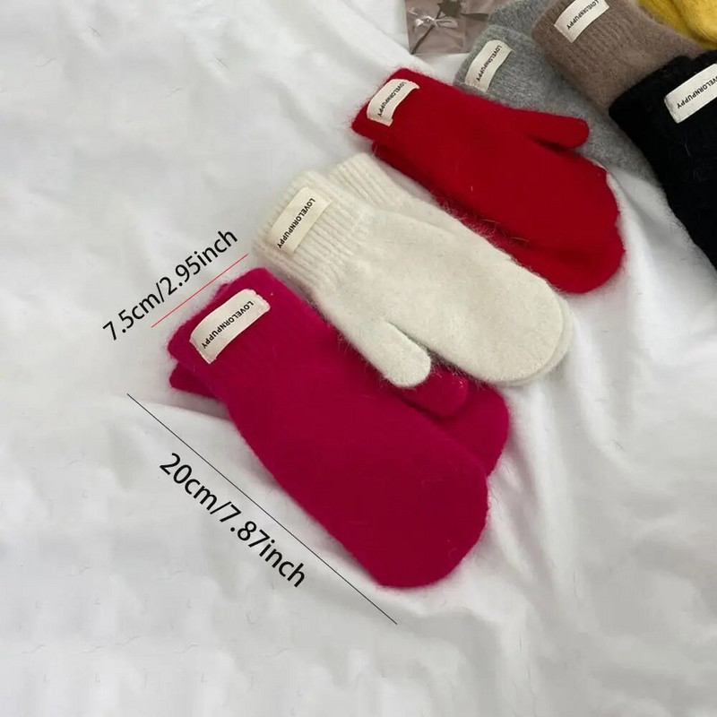 1 par Ženske zimske plišane rukavice za održavanje topline Elastičnost Meke Rukavice s punim prstima Pletene modne rukavice za djevojčice imitacija zečjeg krzna