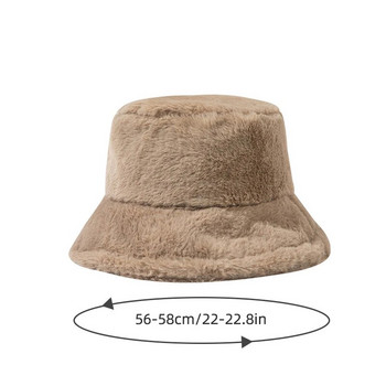 Νέο καπέλο κουβά Μόδα μονόχρωμο Χειμωνιάτικο χοντρό ζεστό ψεύτικο γούνα βελούδινο γυναικεία καπέλα κουβά Μάλλινα φλις γυναικεία καπέλα Παναμά Καπέλα για τον ήλιο