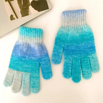 Χρώμα Winter Gradient Αντιανεμικό πλεκτό Keep Warm Χοντρό Ζεστό Γάντια Χειμερινά Γάντια Γυναικεία Γάντια Πέντε Δάχτυλα Γάντια Δώρα