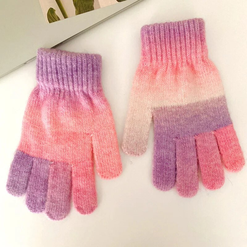 Zimske gradijentne boje, pletene, otporne na vjetar, održavaju toplinu, debele tople rukavice, zimske rukavice, ženske rukavice, pet prstiju, rukavice, pokloni